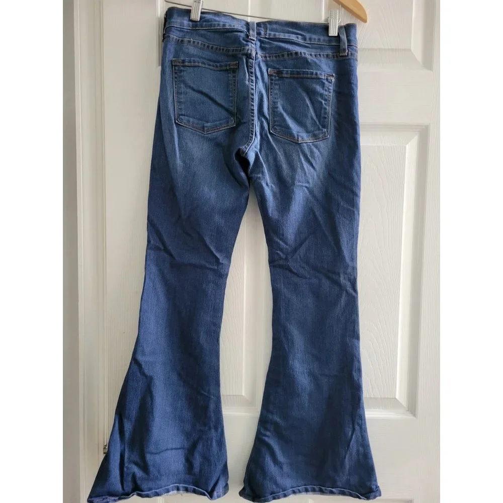 Free People blue jeans wide flare bottom hippie Size 29_5